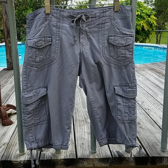 UNIONBAY KHAKI grey CARGO cotton CAPRI PANTS - Picture 2 of 5
